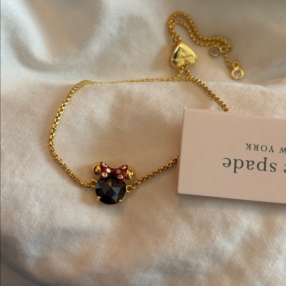 Kate Spade Gold Bracelet with Black and Red minnie mouse and Bow adjustable - Picture 2 of 9